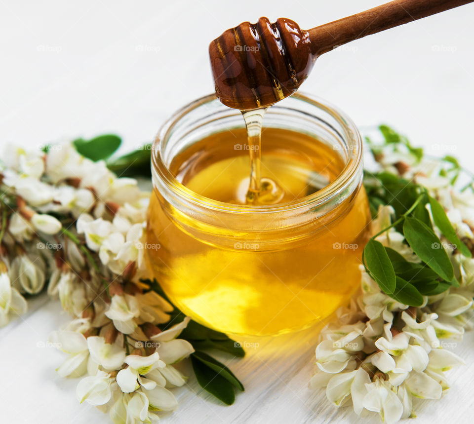 Honey and acacia flowers 