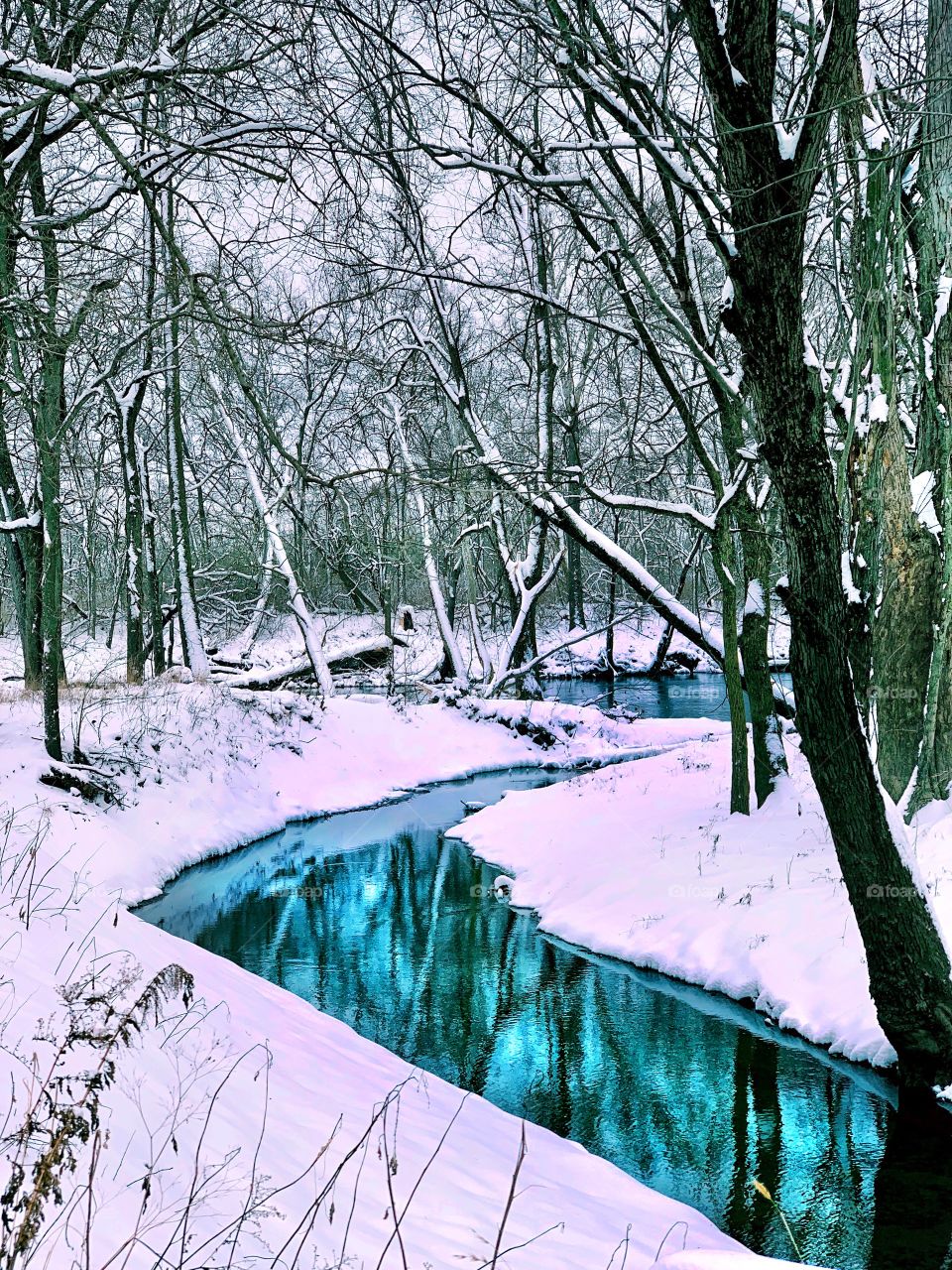 Beautiful winter views on the river in Indiana 