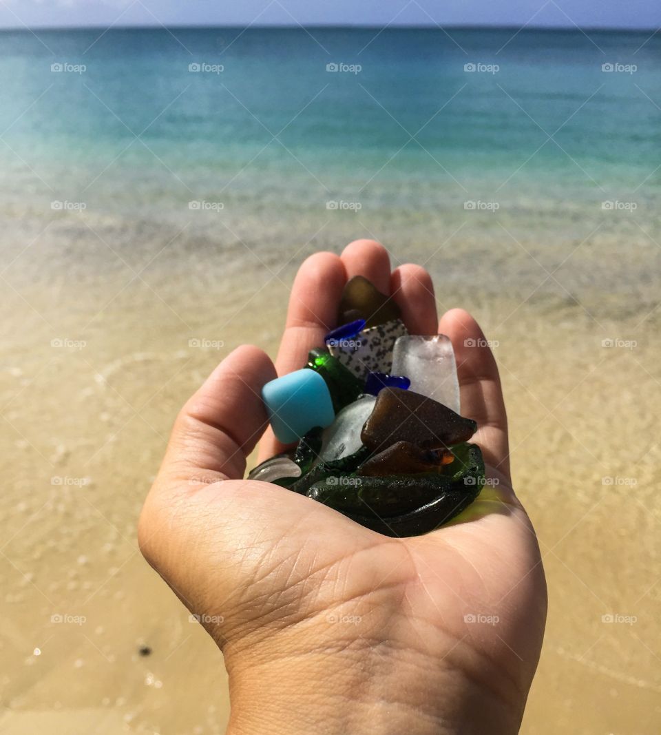 Hand Holding Sea Glass On Grand Case Beach In St. Martin, Sea Glass Photography, Beauty On The Beach 