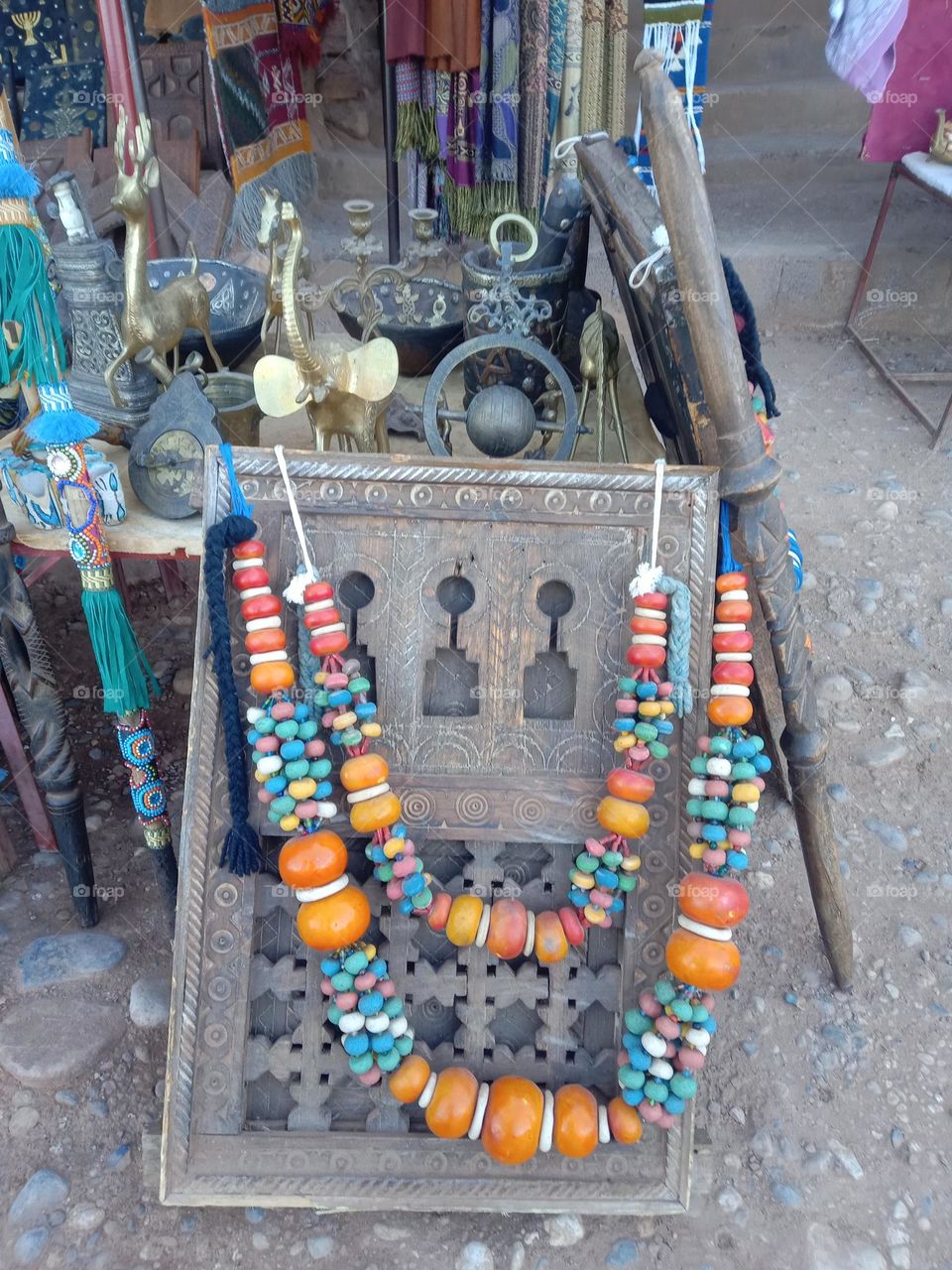 Old Moroccan accessories and decorations, handmade, expressing the traditions and customs of the Moroccan people in jewelry and decoration.