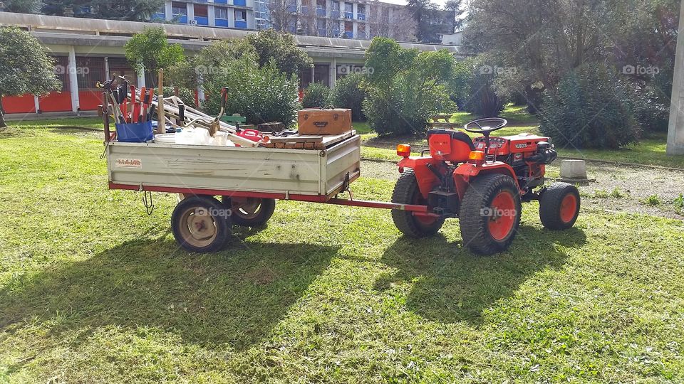 garden work and a tractor