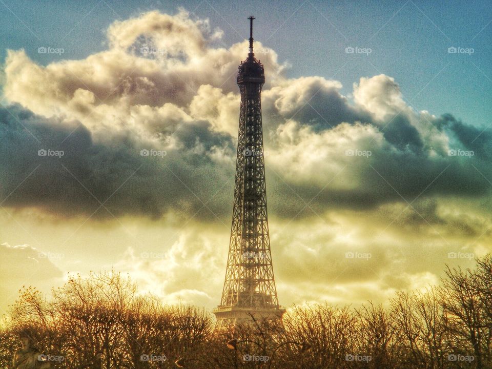 Eiffel Tower in sunset  