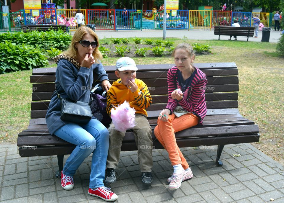 Child, People, Bench, Woman, Family