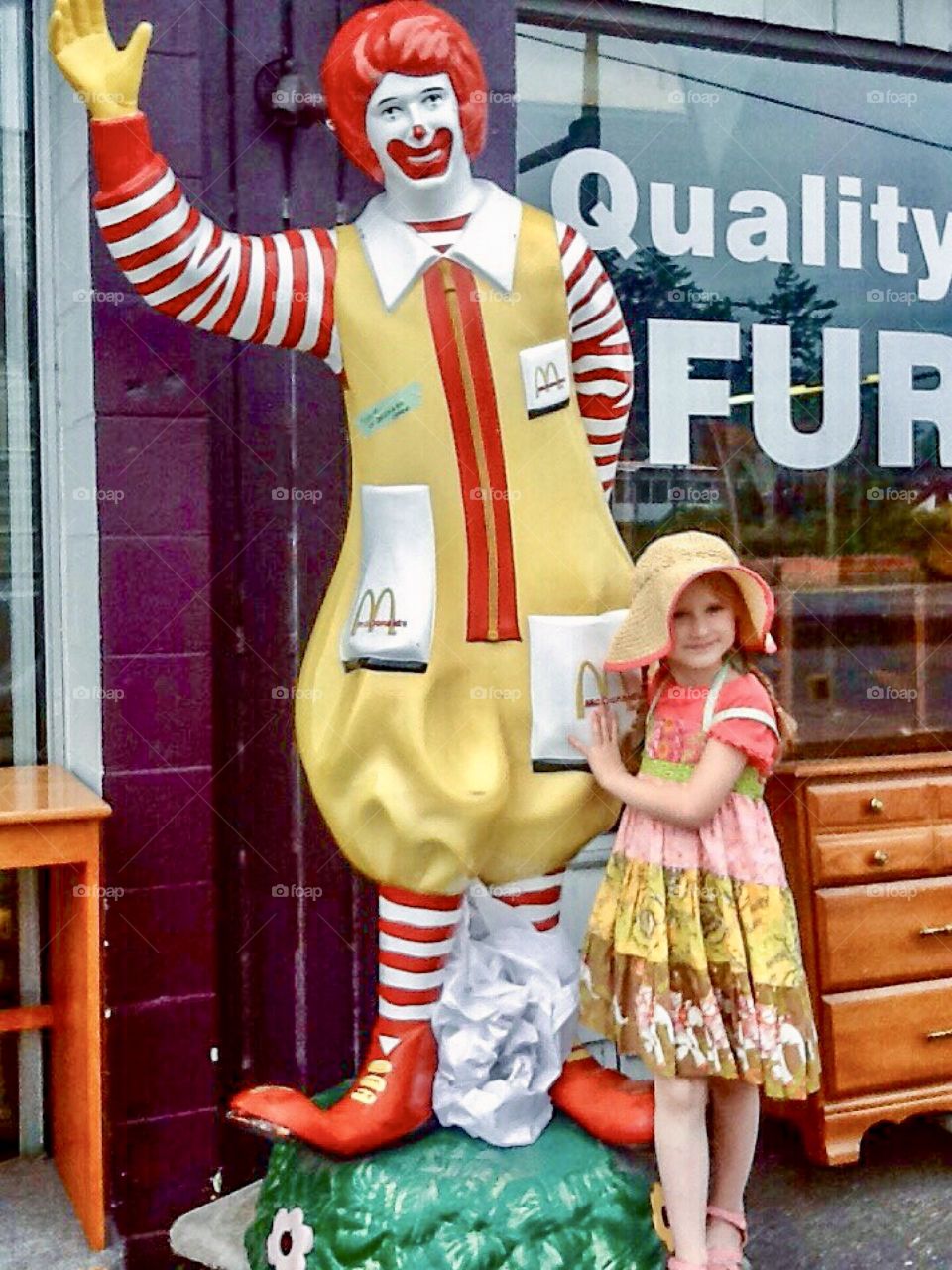 Retro Ronald McDonald statue for sale at second-hand store 