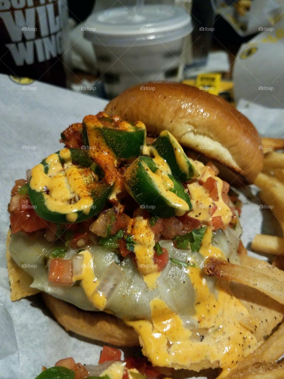 Jalapeno and pico burger