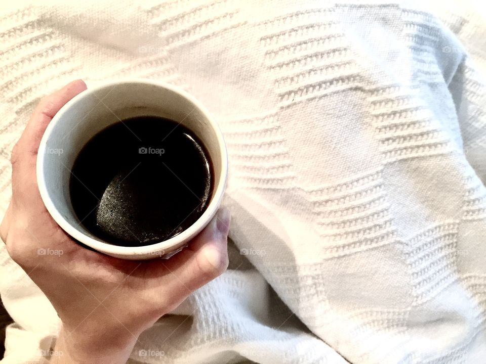 Black coffee in bed