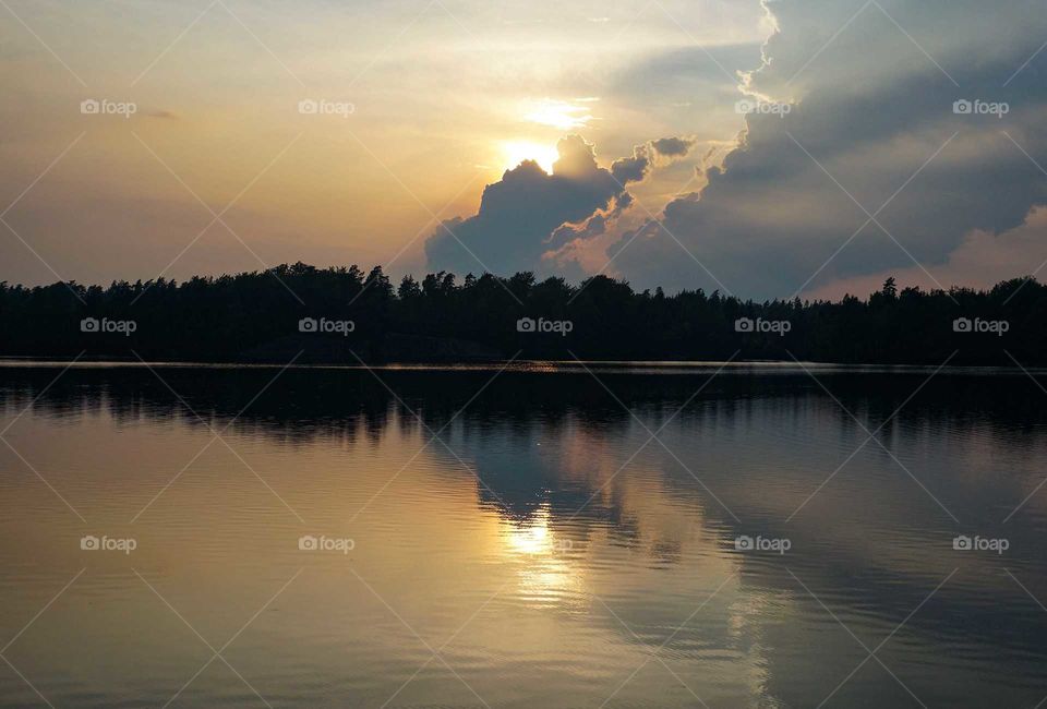 Sunset over a lake