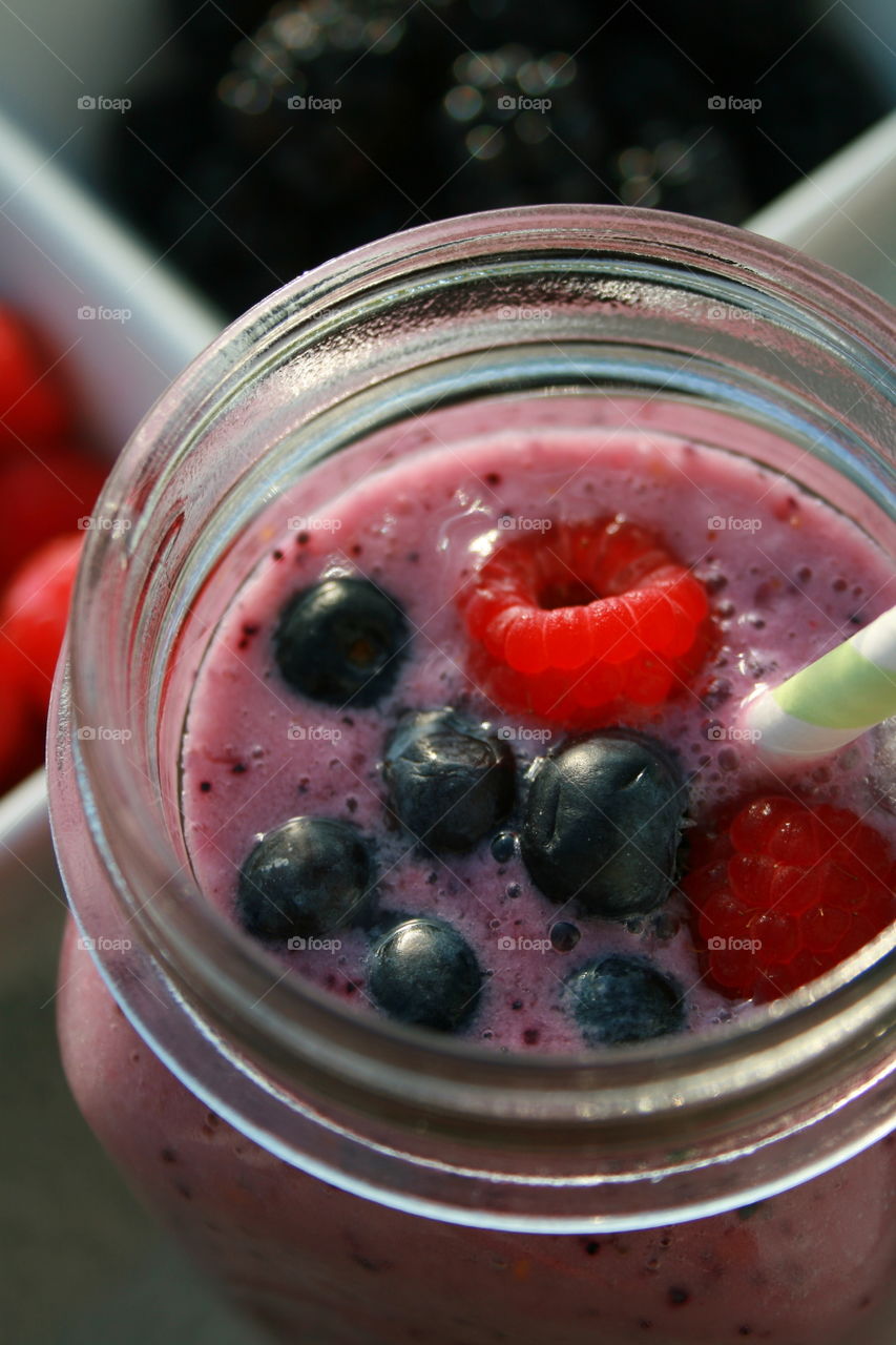 Berrylicious . Berries and banana smoothie. 