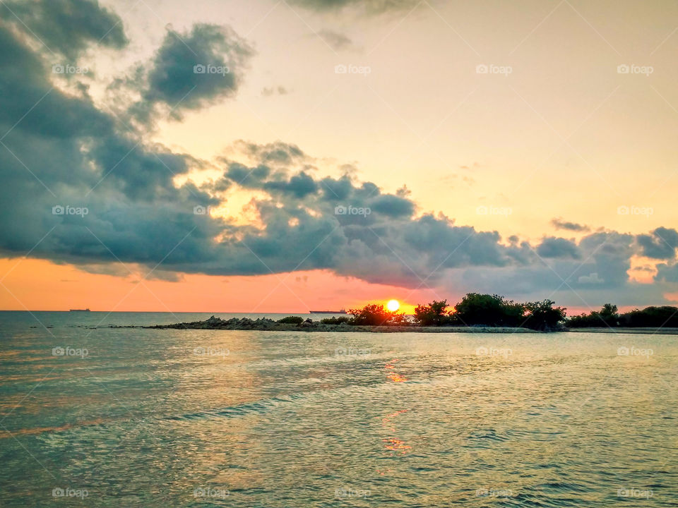 nice sunset at the beach