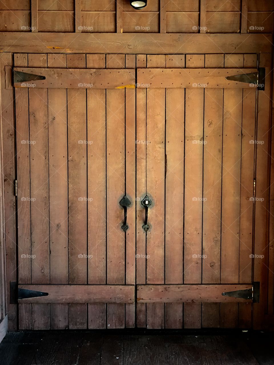 View of closed wooden doors