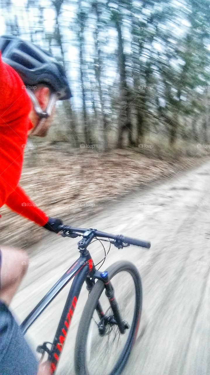 mountain biking action selfie