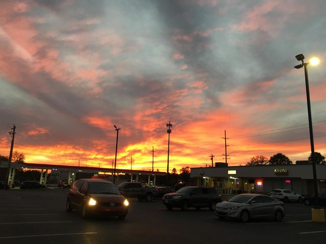 Warm sunset over surburban setting