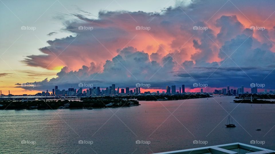 sunset over Miami