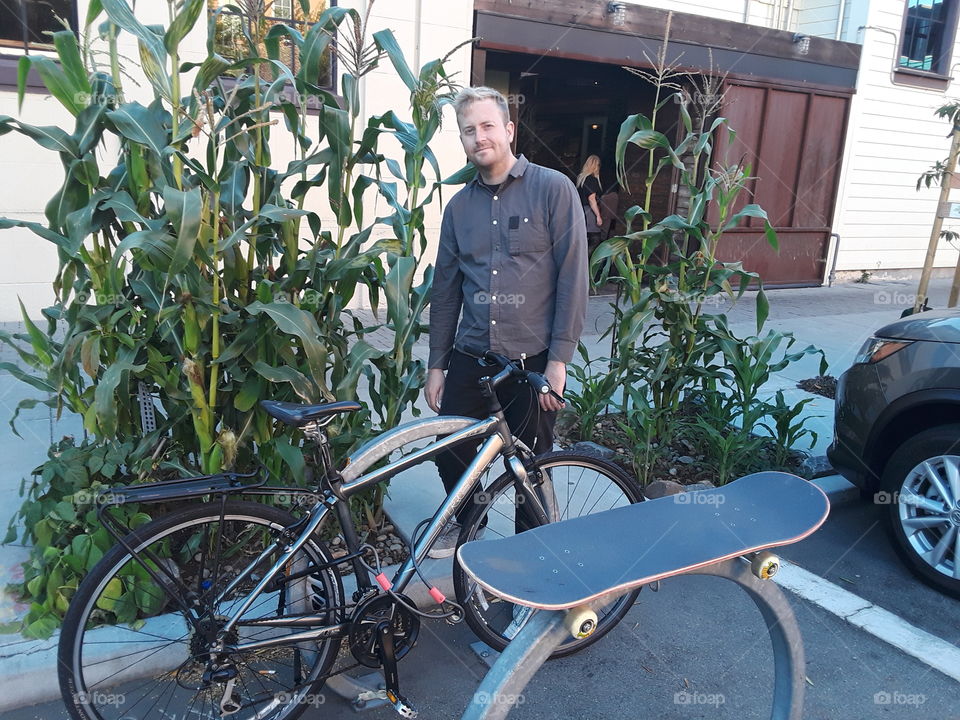 Mission San Francisco California corn trees sidewalk San Francisco California