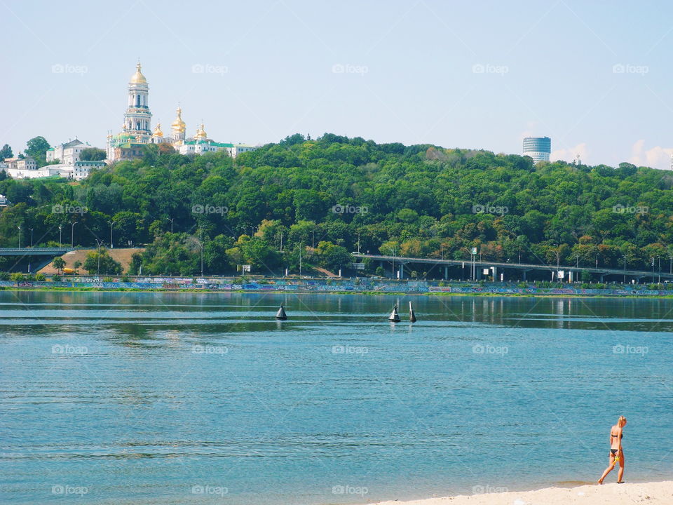 city ​​beach at Hydropark in the city of Kiev, summer 2017