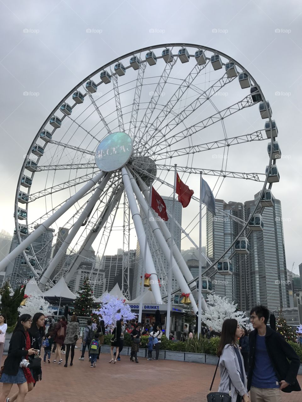 Ferries wheel in Hong Kong, clear sky, nice view