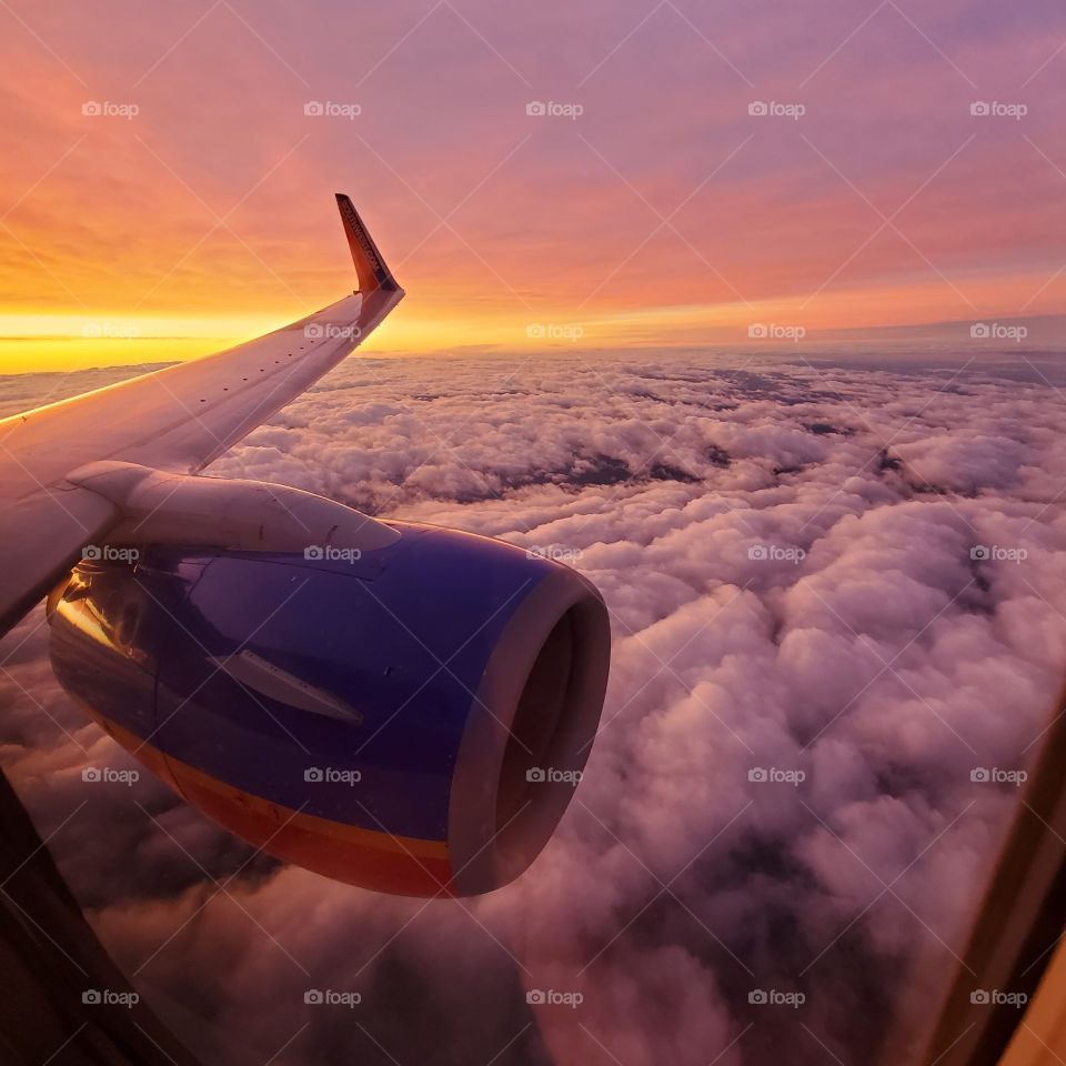 Sunrise over Colorado from 30,000 feet