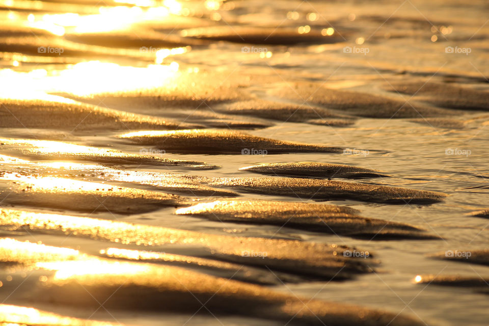 No Person, Sunset, Beach, Gold, Sun