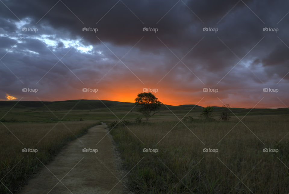 Sunset in the countryside.