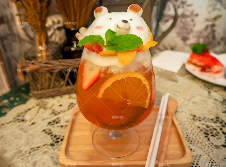 orange juice bear foam