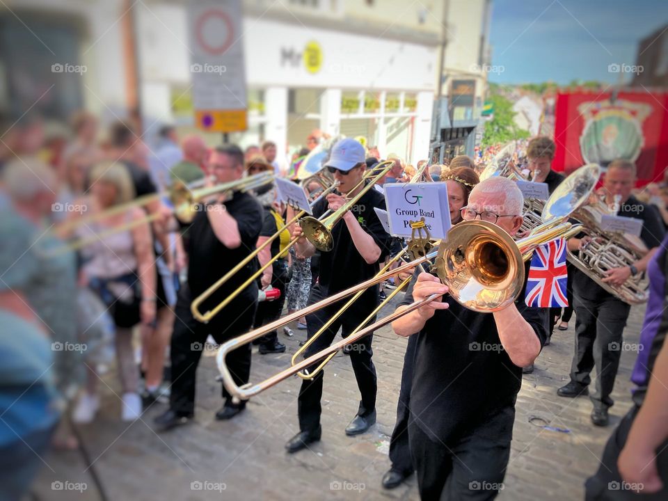 Durham Miners Gala 2022 … brass bands march and play in a procession 🇬🇧