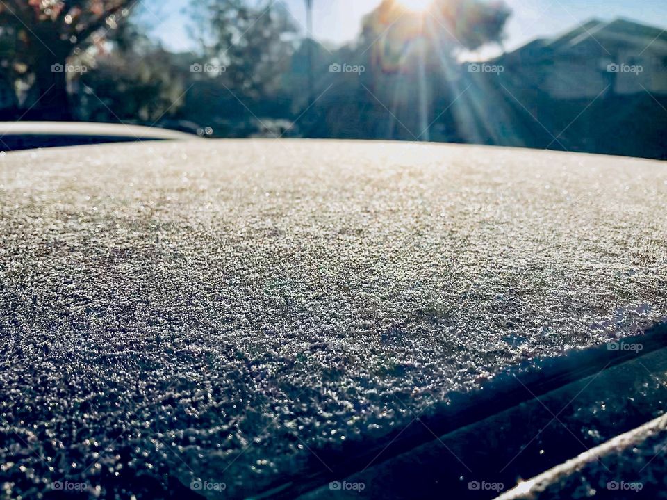 Ice on my car roof , Florida 2018 