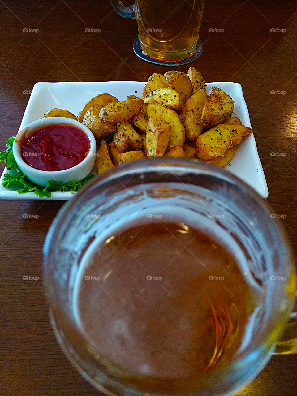 Potato wedges and beer