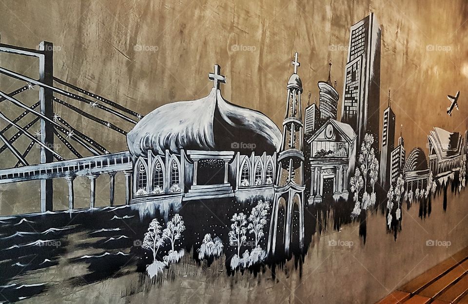 Out of Nowhere Restaurant mural in Davao City, Philippines