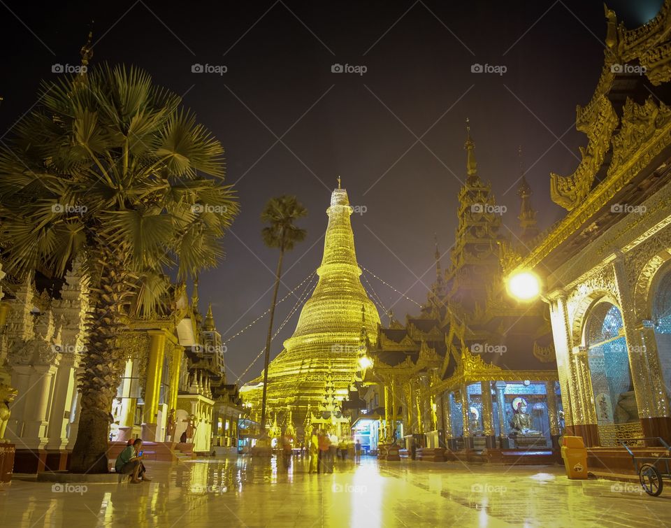 Yangon/Myanmar-Night shot of Shwedagon pagoda is the most famous and beautiful of Myanmar,The tourists from everywhere fall in love it at the first sight.