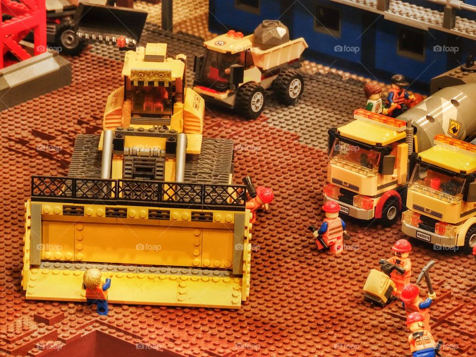 Lego Construction Diorama. Toy Construction Vehicles
