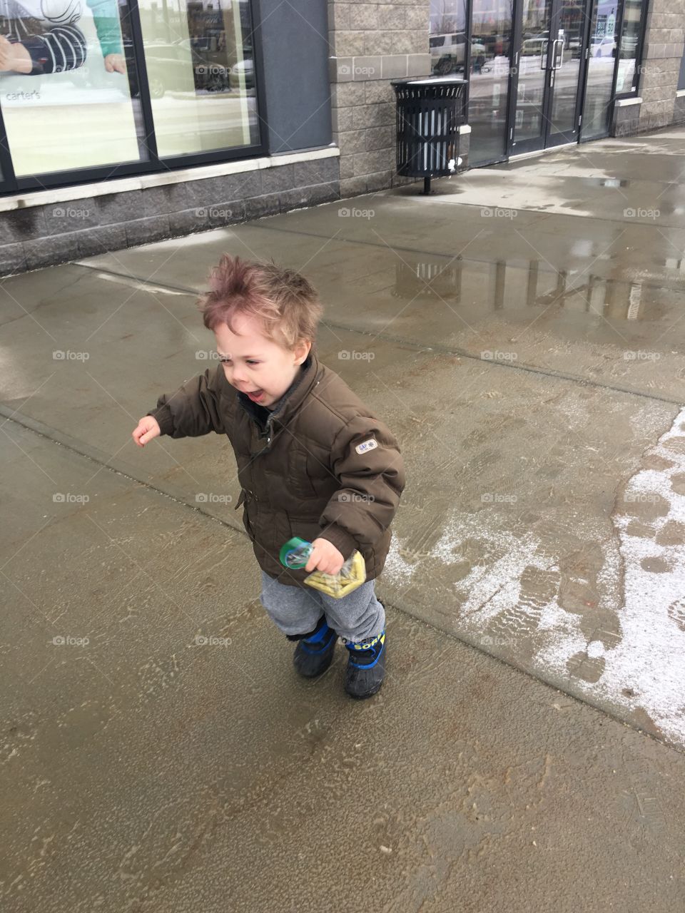 Little boy having fun outside 