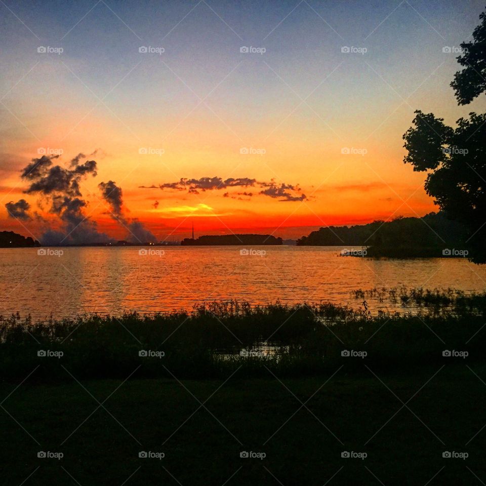 Sunset, Dawn, Water, No Person, Lake