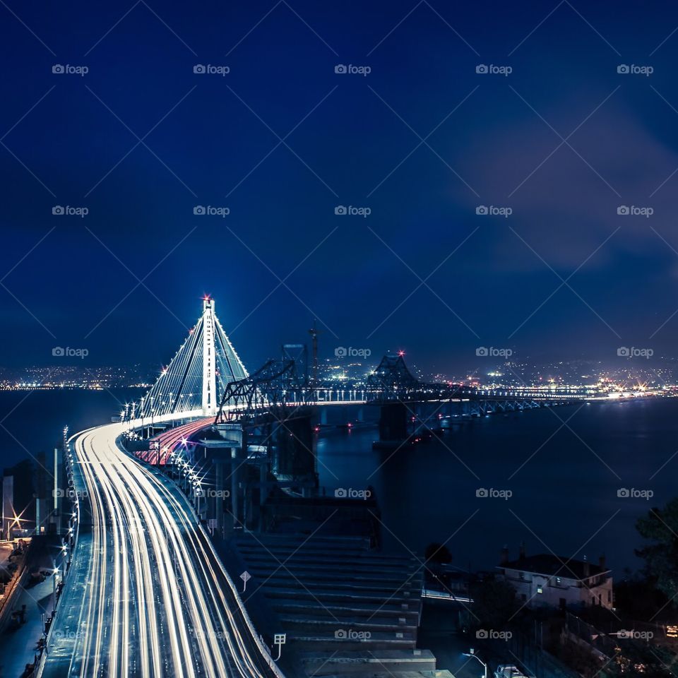 illuminate . New eastern span of the Bay Bridge. Taken from Yerba Buena Island