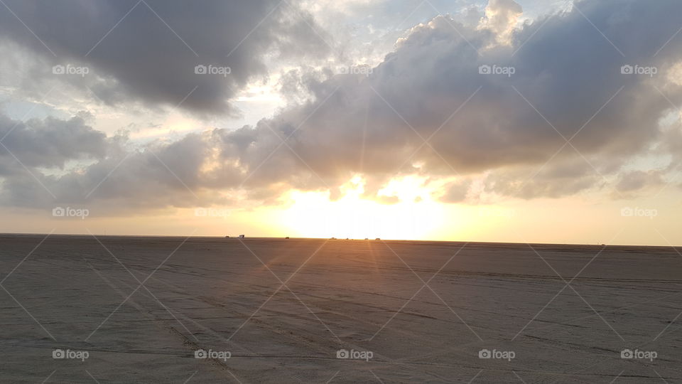 Beautiful sunset on the Lakolk beach. Rømø. Denmark.