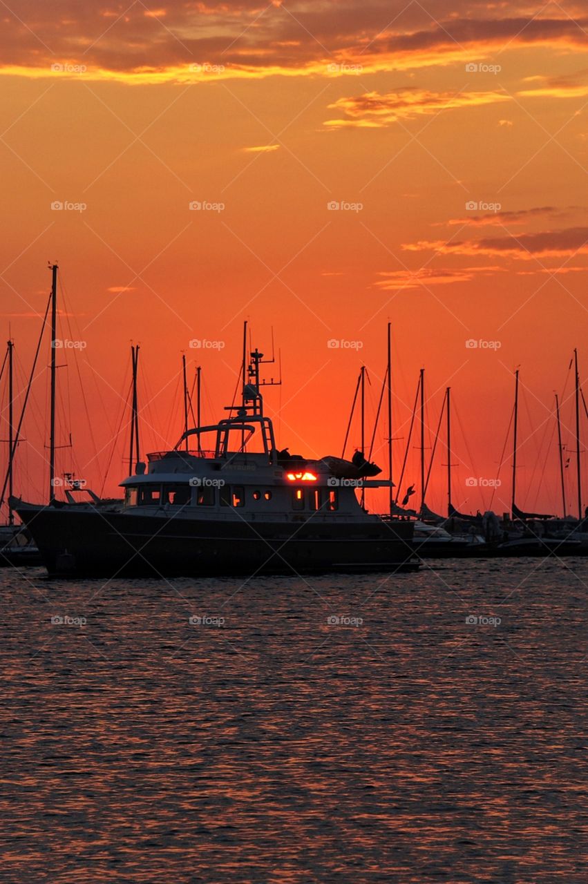 Boat in sunset