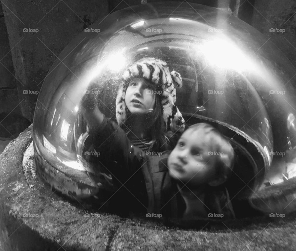 Two children in a bubble