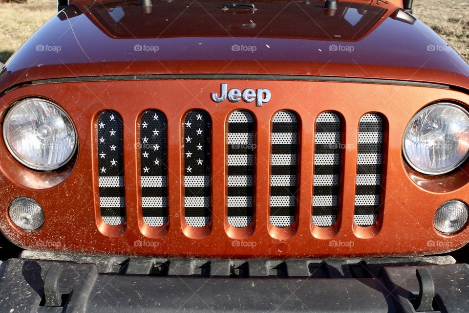 Jeep and American flag