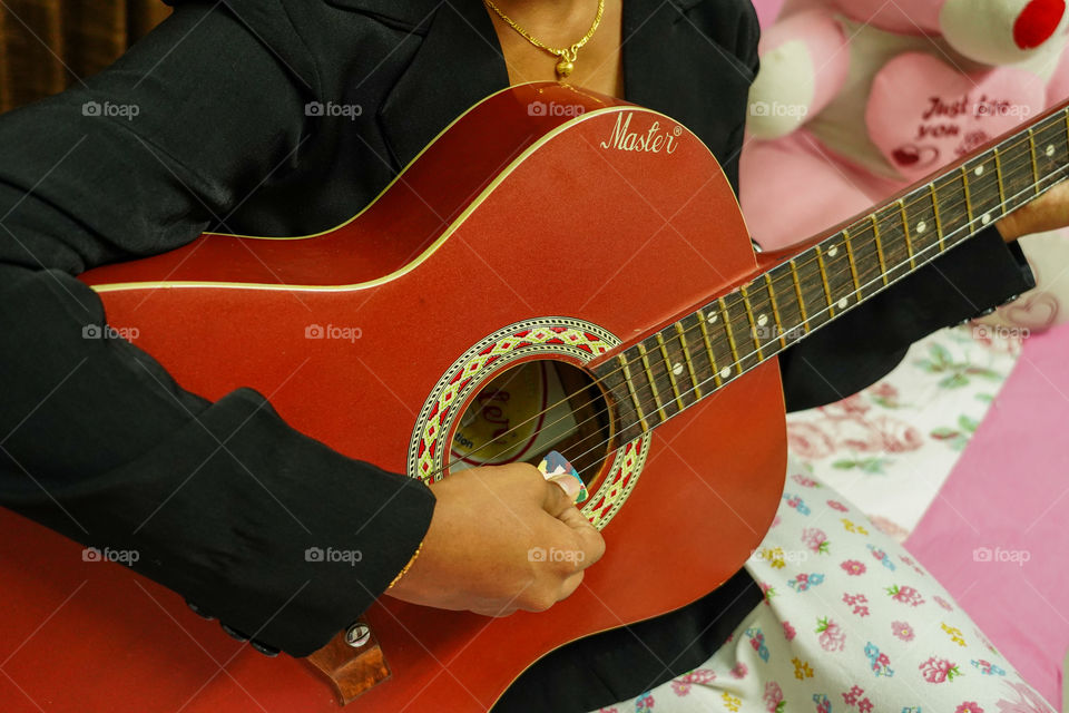 Playing guitar 