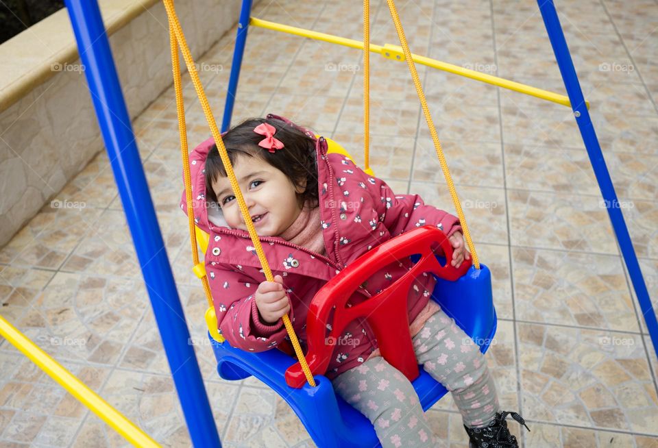 having fun on the swing