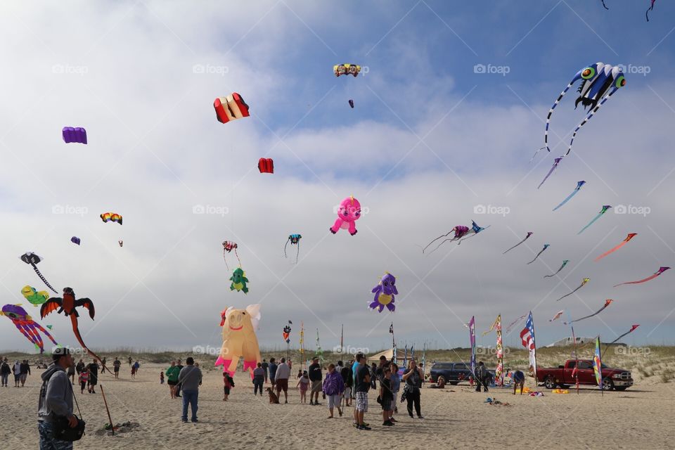 Kite show held in Fort Fisher NC! Such a cool sight with lots of different kites and people. 