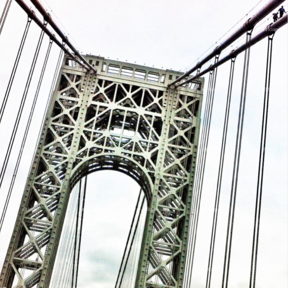 Accidentally captured men on the cables