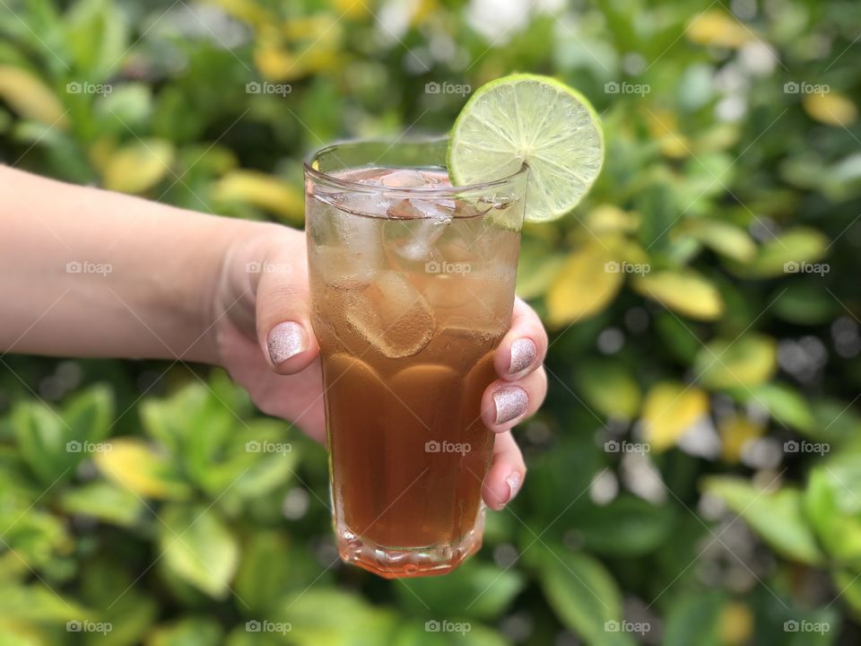 Ice tea in a tall glass