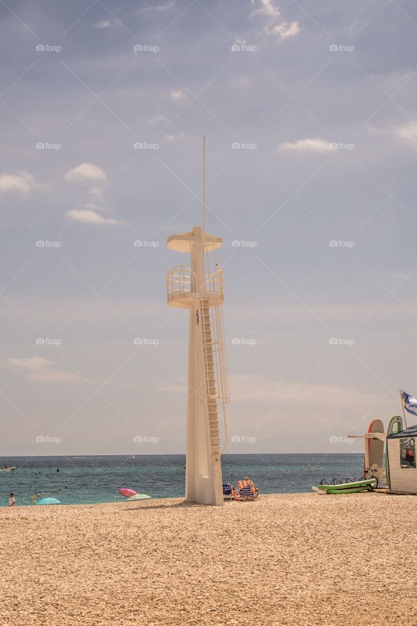 The lookout post for the lifeguard at the beach in Spain