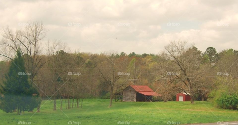 Farm with barn landscape