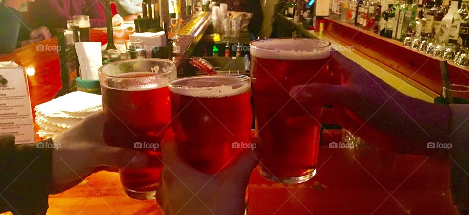 Cheers! Couple of mates having a few at the ole pub! 
