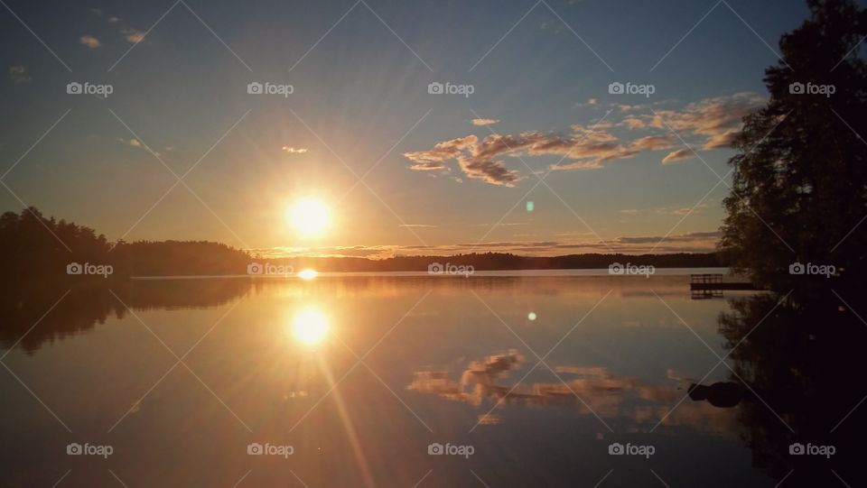 Sunset at a Finnish lakeside