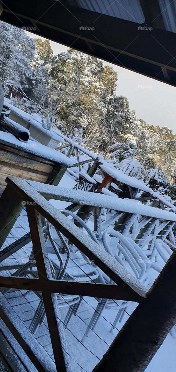 back deck covered in snow