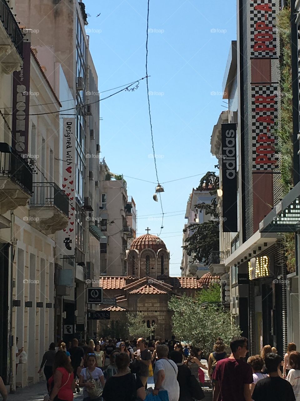 Crowded Streets of Athens, Greece 