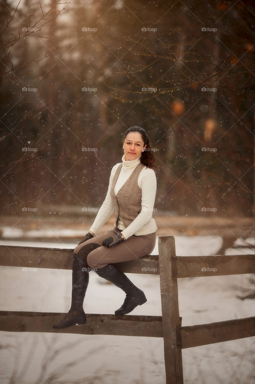 Young beautiful woman outdoor portrait at spring day