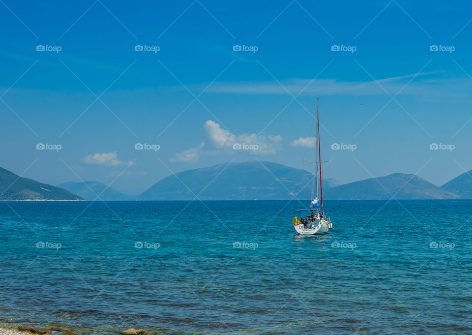 View of boat at melisani bay